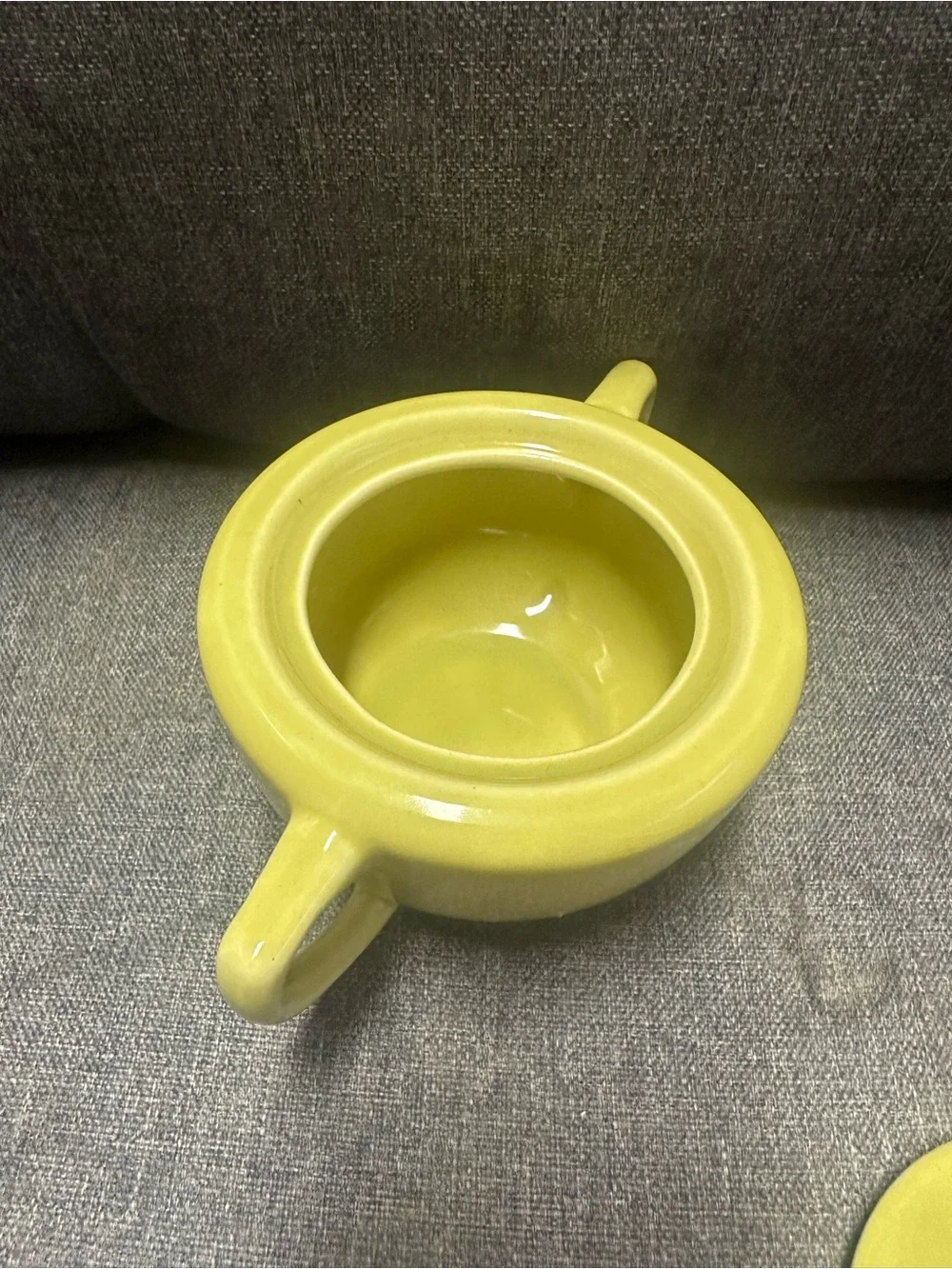 Rare Vintage Bauer Plainware Pottery Sugar Bowl in Chartreuse